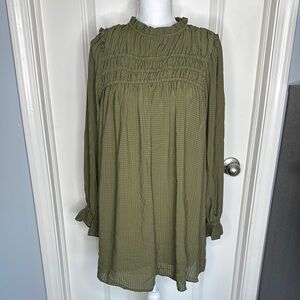 NWT TOPSHOP Olive Green Women's Ruffled dress size 6